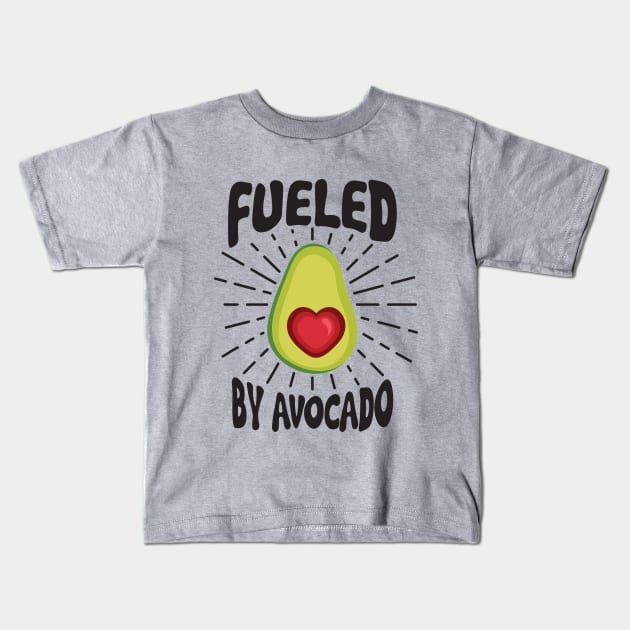 Fueled By Avocado Vegan Lifestyle Plant Based Diet Kids T-Shirt by adelinachiriac